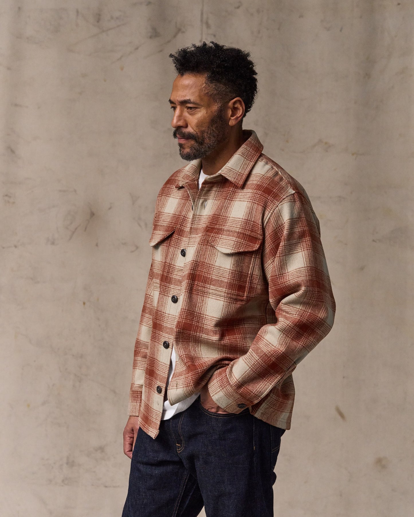 Wool Jac-shirt - Brick Multi Plaid