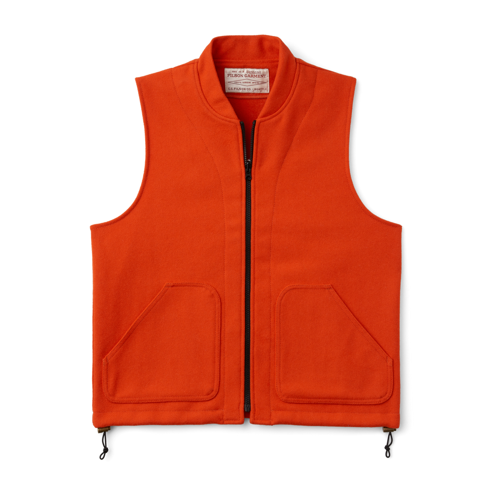 Front-facing image of the Filson Mackinaw Wool Vest Liner - Flame