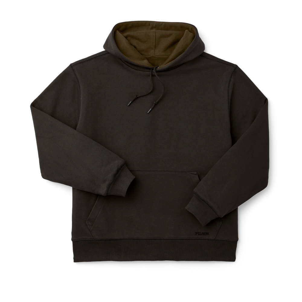 Front-facing image of the Filson Prospector Reversible Hoodie - Cinder