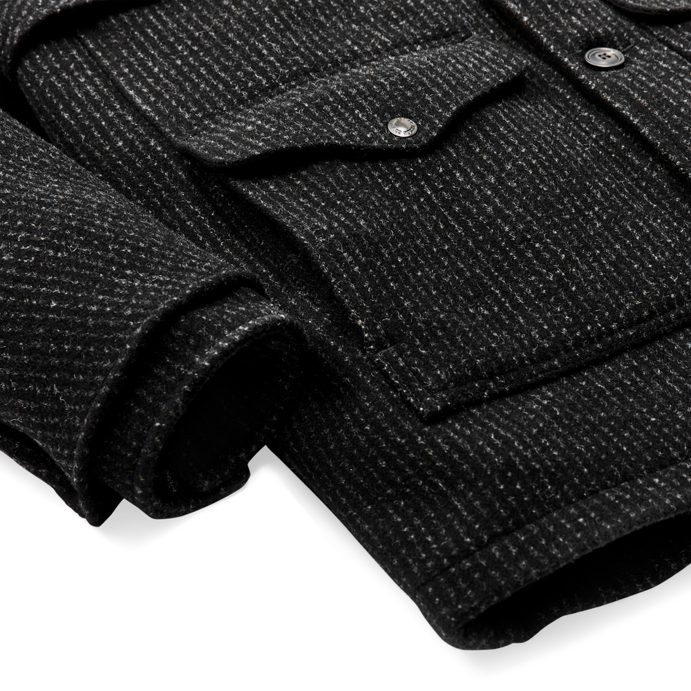 Alternate view of the Filson Lined Mackinaw Wool Packer Coat - Black Charcoal / Rope Stripe