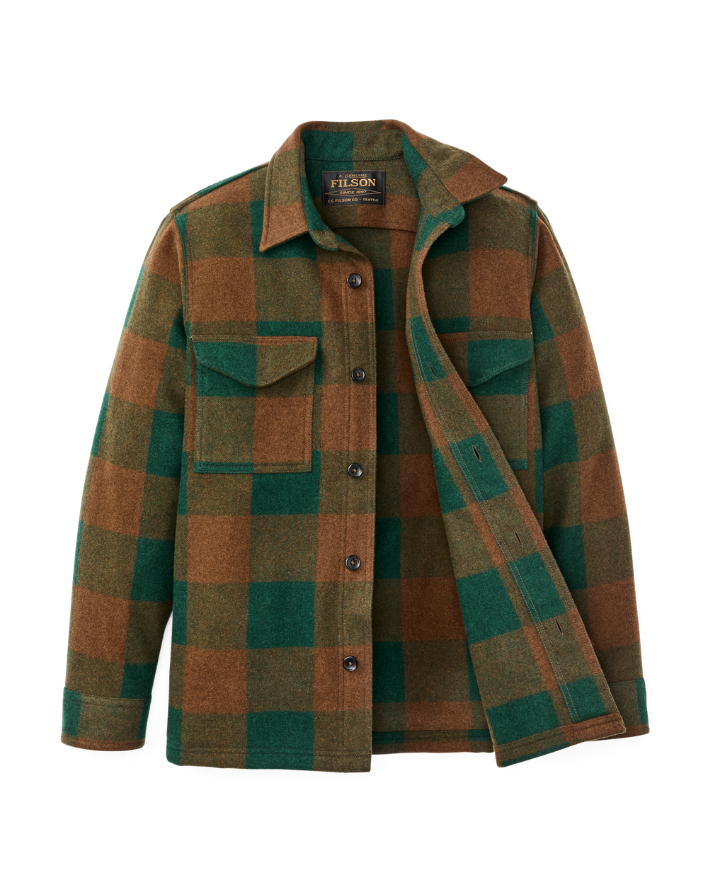 Alternate view of the Filson Wool Jac-Shirt - Bronze / Green Plaid