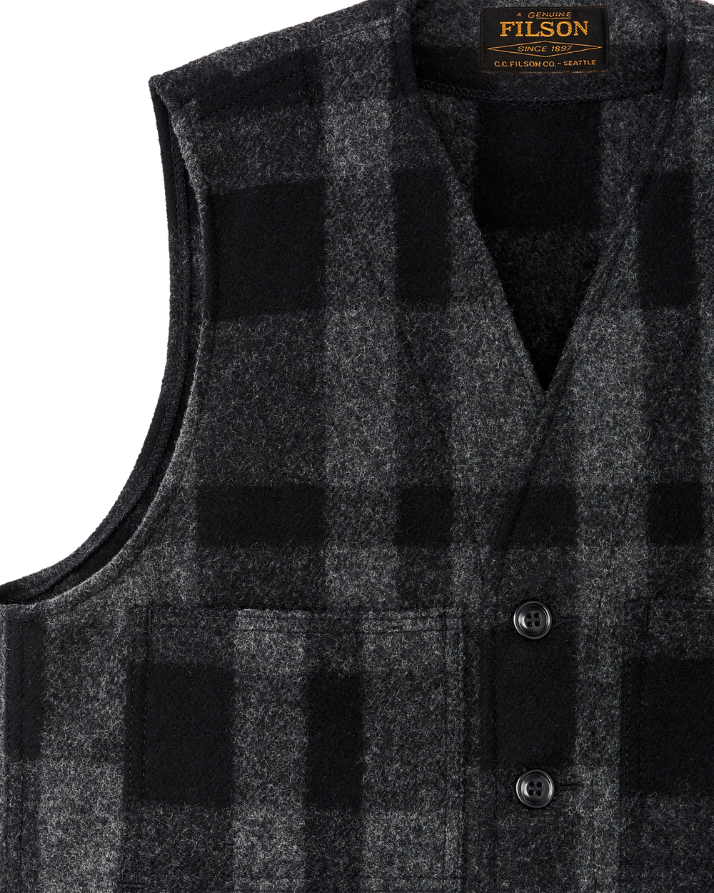 Mackinaw Wool Vest - Charcoal / Black Heritage Plaid