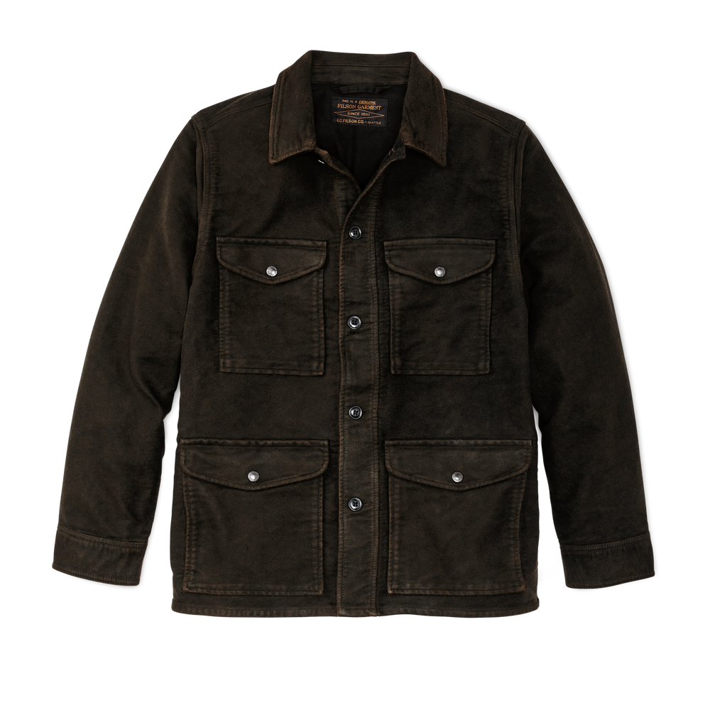 Front-facing image of the Filson Vintage Wash Moleskin Work Coat - Siberian Brown