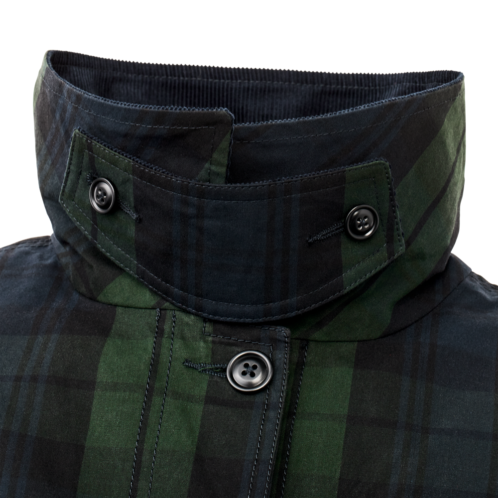 Alternate view of the Filson Women's Dry Waxed Long Cruiser - Black / Green Plaid