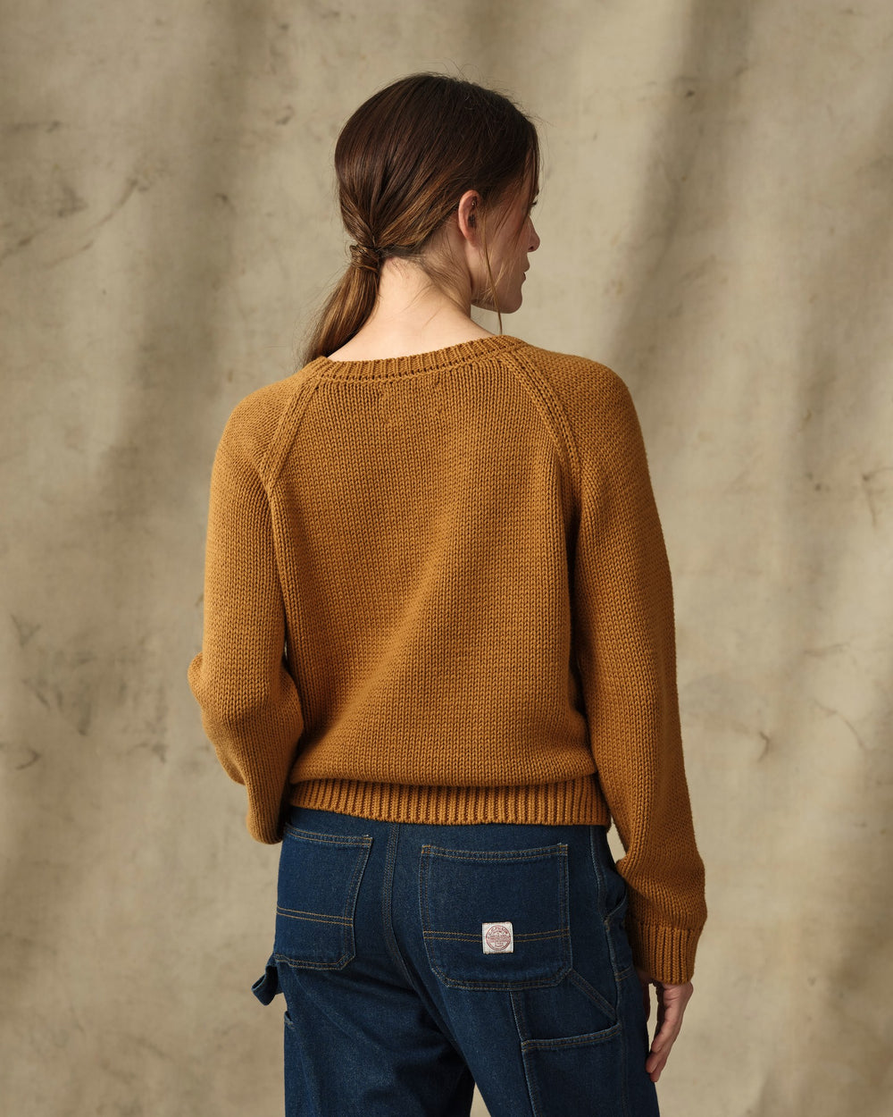 Women's Cotton Crewneck Sweater - Golden Brown
