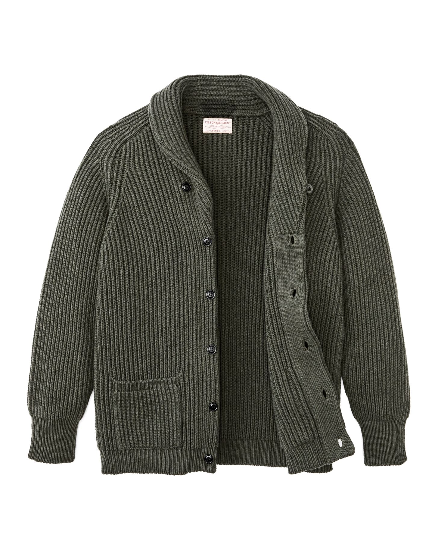 Bristol Cardigan Sweater Forest Green Heather Filson