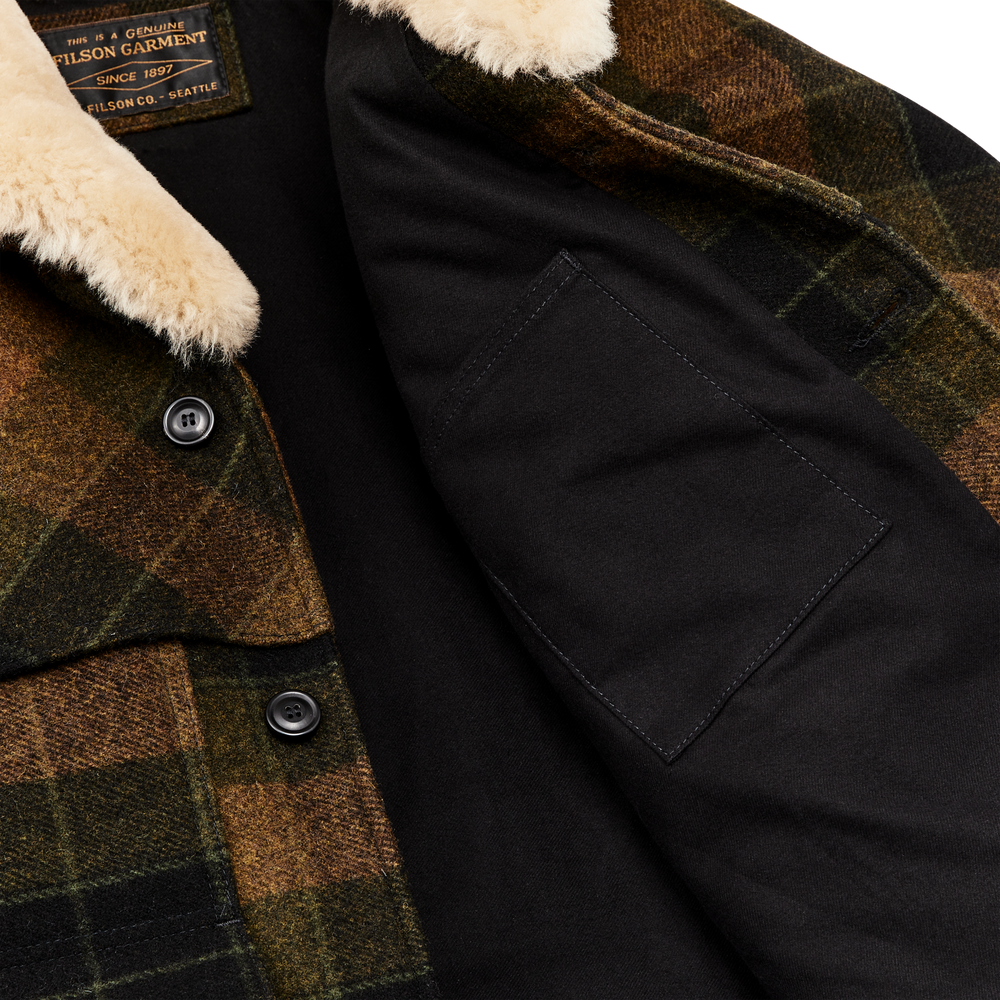 Alternate view of the Filson Lined Mackinaw Wool Packer Coat - Loden Heather Plaid