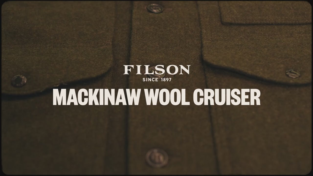 Load video: Alex Carlton, Filson&#39;s Chief Creative Officer, describes the features of the Mackinaw Wool Cruiser Jacket.